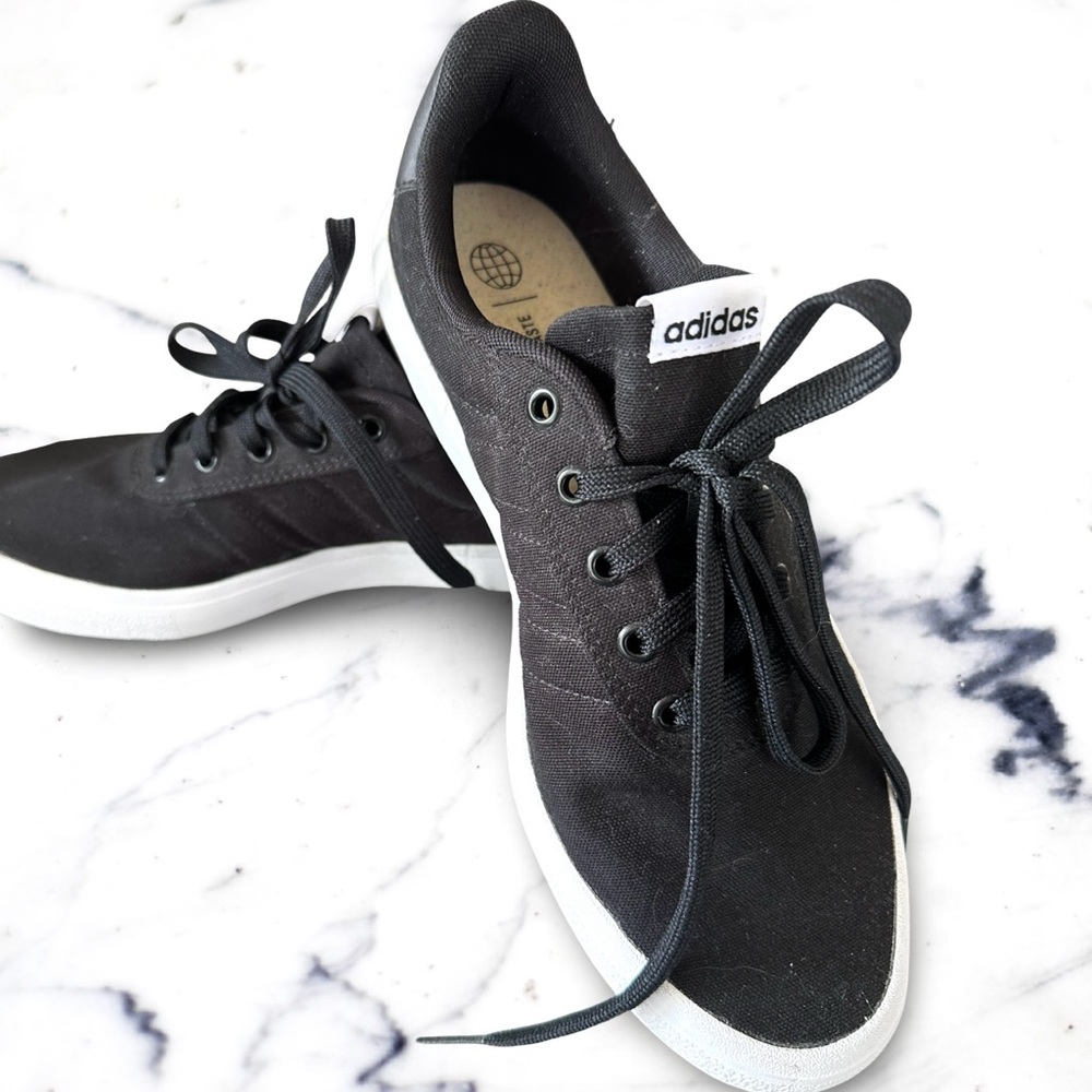Adidas Black Canvas Sneakers with White Accents